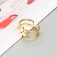 Korean Style personality doublelayer geometric fishtail flower oil drip ring copperplated 18K gold creative ringpicture11