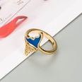 Korean Style personality doublelayer geometric fishtail flower oil drip ring copperplated 18K gold creative ringpicture12