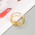 Korean Style personality doublelayer geometric fishtail flower oil drip ring copperplated 18K gold creative ringpicture13