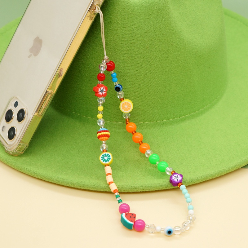 Europe and America bohemian spring summer beach jewelry rainbow resin smiley flower mobile phone chain
