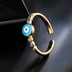 fashion drip oil devil's eye ring copper plated gold open zircon ring