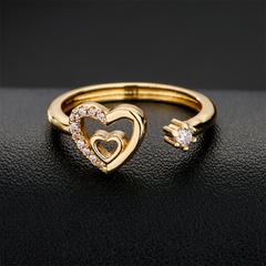 Ring mit einfachem Design Offener Ring mit 18 Karat vergoldetem Zirkon in Herzform
