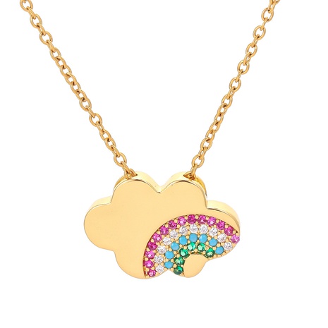 Fashion jewelry rainbow cloud pendant inlaid zircon copper necklace wholesale NHWG625747's discount tags