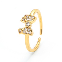 Korean style micro-set zircon butterfly ring 18K gold copper open index finger ring