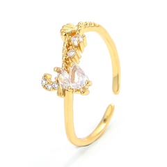 Korean style micro-encrusted ring diamond-encrusted geometric irregular copper opening adjustable ring