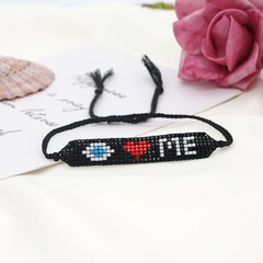 fashion heart weaving bracelet eye beaded ethnic style letters stacked bracelet