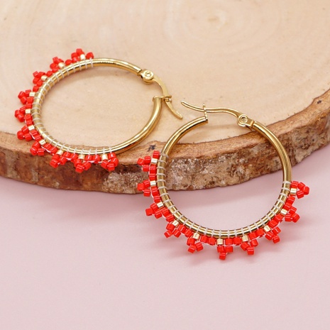 Miyuki-Perlen im böhmischen Stil, handgewebte Ohrringe mit großem Kreis's discount tags