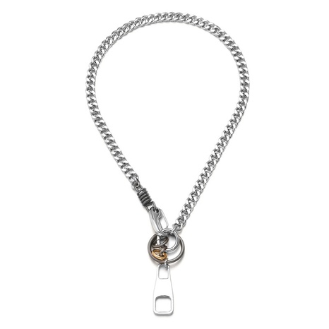 Simple geometric hollow chain ring bottle opener pendant Cuban chain necklace's discount tags