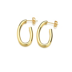 simple hollow oval earrings Korean style fashion copper earrings