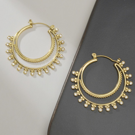 Korean simple double-layer circle stainless steel earrings  NHHF625838's discount tags