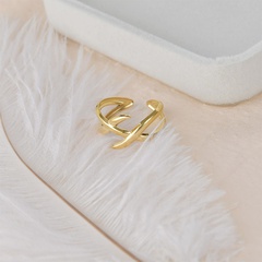 Korean style 14K gold cross double-layer ring niche design fashion simple titanium steel ring
