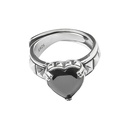 Korean style fashion diamond black heart open ring retro personality cross line black zircon index finger ringpicture10