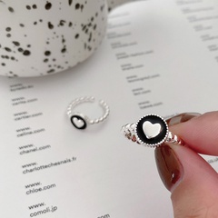 Style coréen nouvelle mode coeur goutte colle carte ronde anneau ouvert simple cuivre niche index doigt anneau