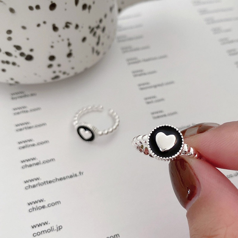 Koreanischer Stil neue Art und Weiseherztropfenkleber runde Karte offener Ring einfacher KupfernischenZeigefingerring