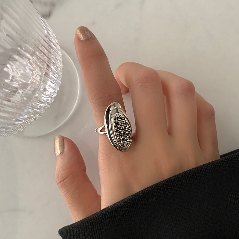 Korean retro simple oval index finger ring fashion design sense personality open ring