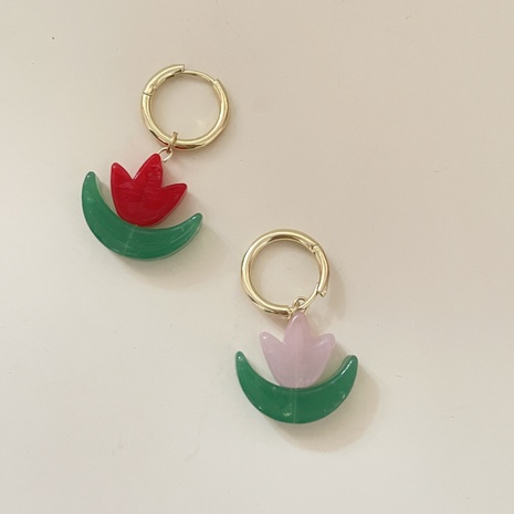 retro tulip flower pendant acrylic earrings NHYQ625995's discount tags