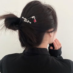 punk style ruby pendant cross sword shape hairpin simple headgear hair accessories