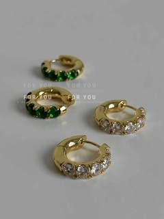 retro emerald crystal diamond circle alloy earrings