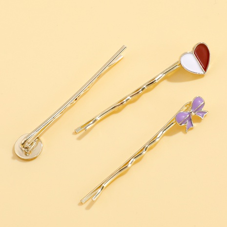 3pcs vintage heart bow shaped metal hair clips NHHUQ629884's discount tags