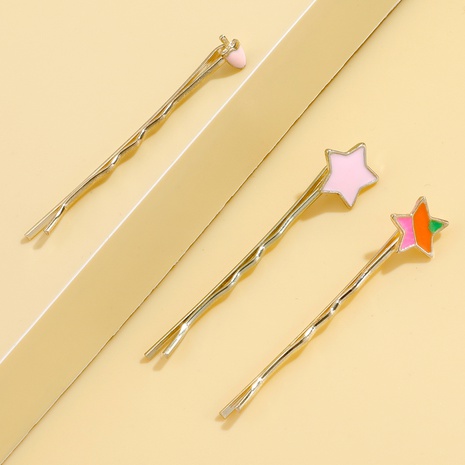 3pcs Classic Fashion Colorful Graphic Star Pattern Hair Clips NHHUQ629883's discount tags