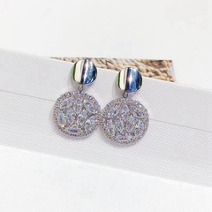 fashion simple zircon earrings Korean version copper stud earrings