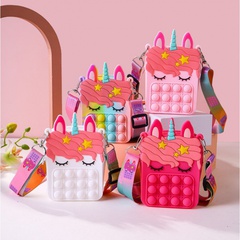 Unicorn bubble silicone messenger bag children's cute mini key storage bag
