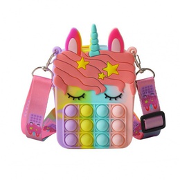 Unicorn bubble silicone messenger bag childrens cute mini key storage bagpicture6