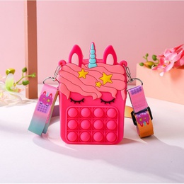 Unicorn bubble silicone messenger bag childrens cute mini key storage bagpicture7