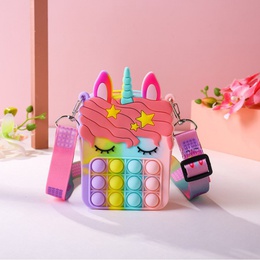 Unicorn bubble silicone messenger bag childrens cute mini key storage bagpicture8