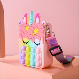Unicorn bubble silicone messenger bag childrens cute mini key storage bagpicture9