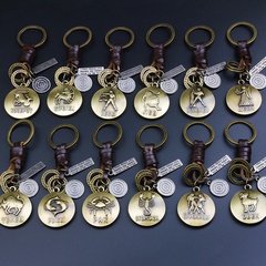 nouveau porte-clés corde en cuir tressé créatif douze constellations porte-clés en gros