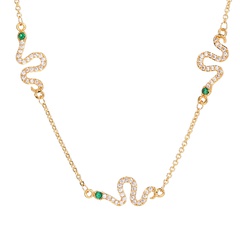 retro snake necklace fashion micro-set zircon copper necklace