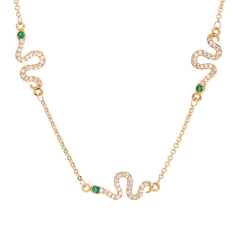 retro snake necklace fashion micro-set zircon copper necklace's discount tags