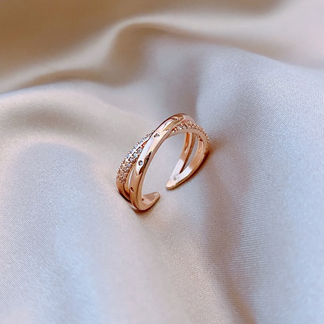 fashion simple double-layer ring inlaid zircon copper ring's discount tags