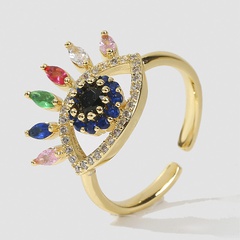 fashion copper inlaid zircon open eye ring wholesale jewelry