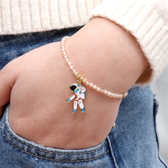 simple cartoon spaceman astronaut dripping oil adjustable copper plated bracelet