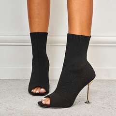 fashion thin legs high-heeled elastic fish mouth socks boots large size 35-42