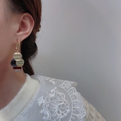 Nouvelles boucles d'oreilles disque Boucles d'oreilles en alliage de couleur contrastée à la mode coréenne