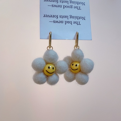 retro plush smiley flower earrings  NHENY628195's discount tags