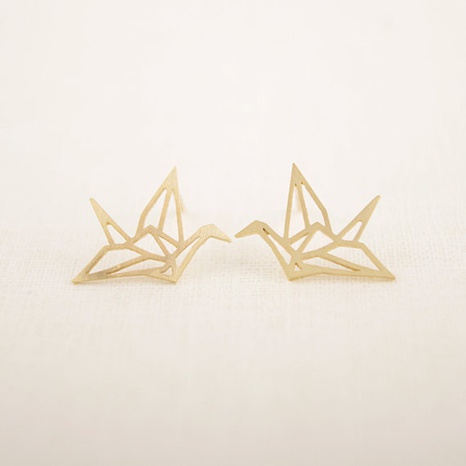 Fashion hollow paper crane solid color alloy stud earrings wholesale NHMO628414's discount tags