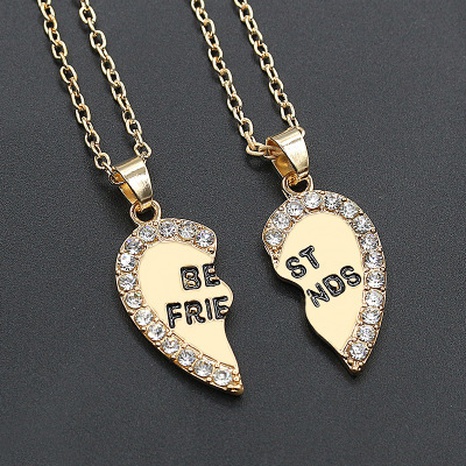 Fashion heart English letters best friends pendant copper inlaid zircon necklace NHMO628417's discount tags