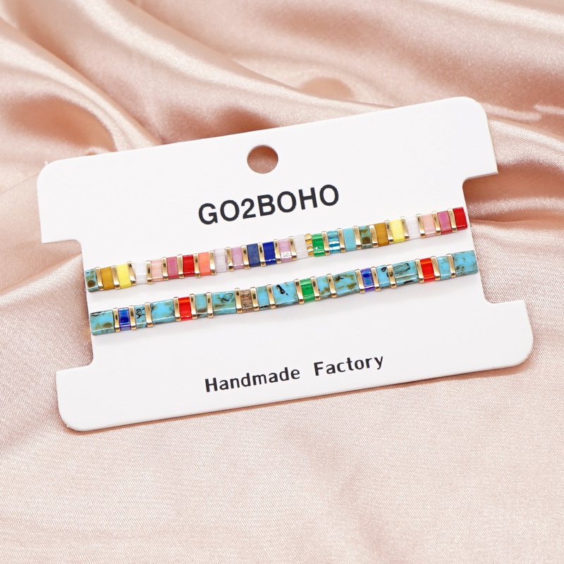 Niche bohemian glass beaded beads beach rainbow stacked tila bracelet
