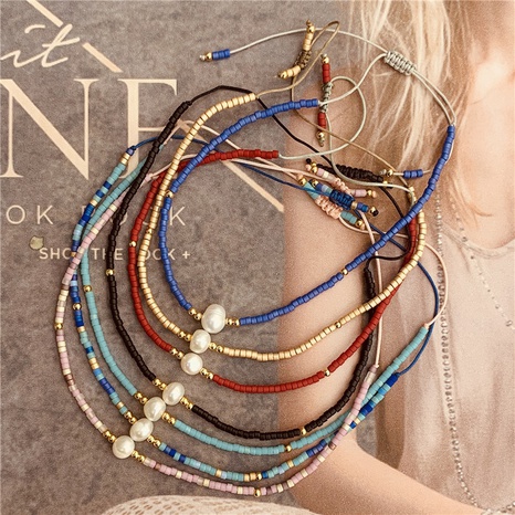 Bracelet en corde de perles d'eau douce baroques tissées de perles Myuki's discount tags