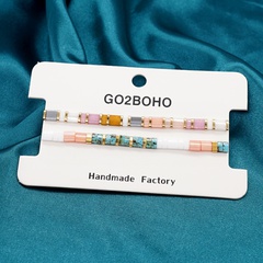 Bohemian style new 2 sets simple tila glass beads rainbow small bracelet