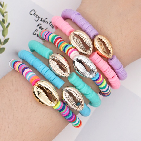 European and American Bohemia 6mm color soft pottery shell bracelet female's discount tags