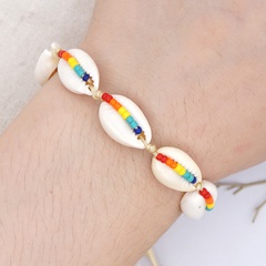 Niche design coloré tissé petit bracelet femme plage coquillage bibelots faits à la main