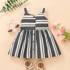 children's clothing 2022 summer style little girl striped suspender skirt children's dress