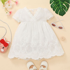 Summer children's skirt girls casual short-sleeved dress white princess skirt clothing