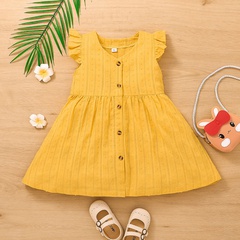 Girls 2022 summer yellow flying sleeve skirt children's clothing wholesale