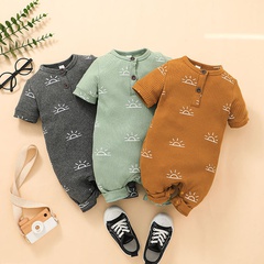 Newborn summer short-sleeved pit strip baby solid color casual one-piece